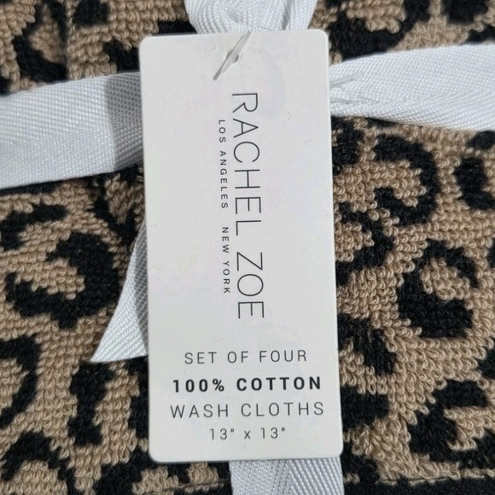 Rachel Zoe 8pc Leopard Cheetah Print Cotton Towel Set 2 Bath 2 Hand 4 Washcloths - Picture 10 of 12